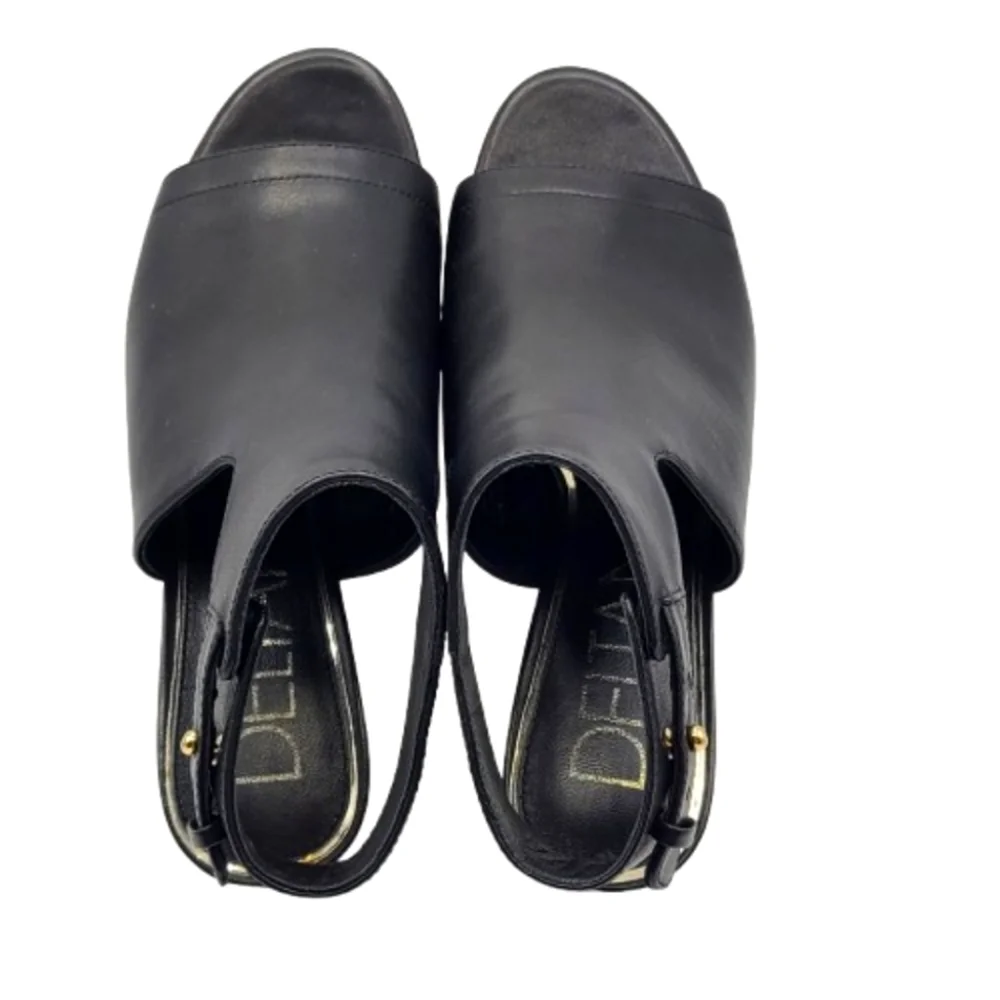 Deltan Sadie Sandal Shootie Size 9 Black Open Toe Ankle Strap Leather - Picture 8 of 13